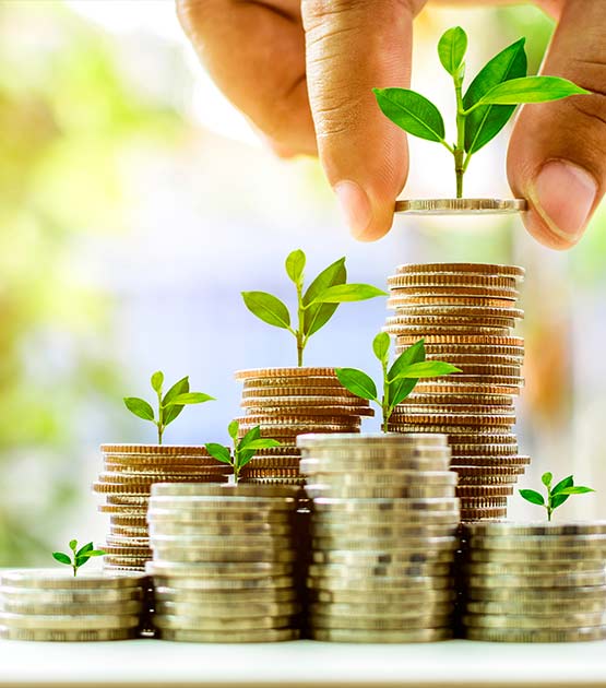 Coins stacked next to each other.